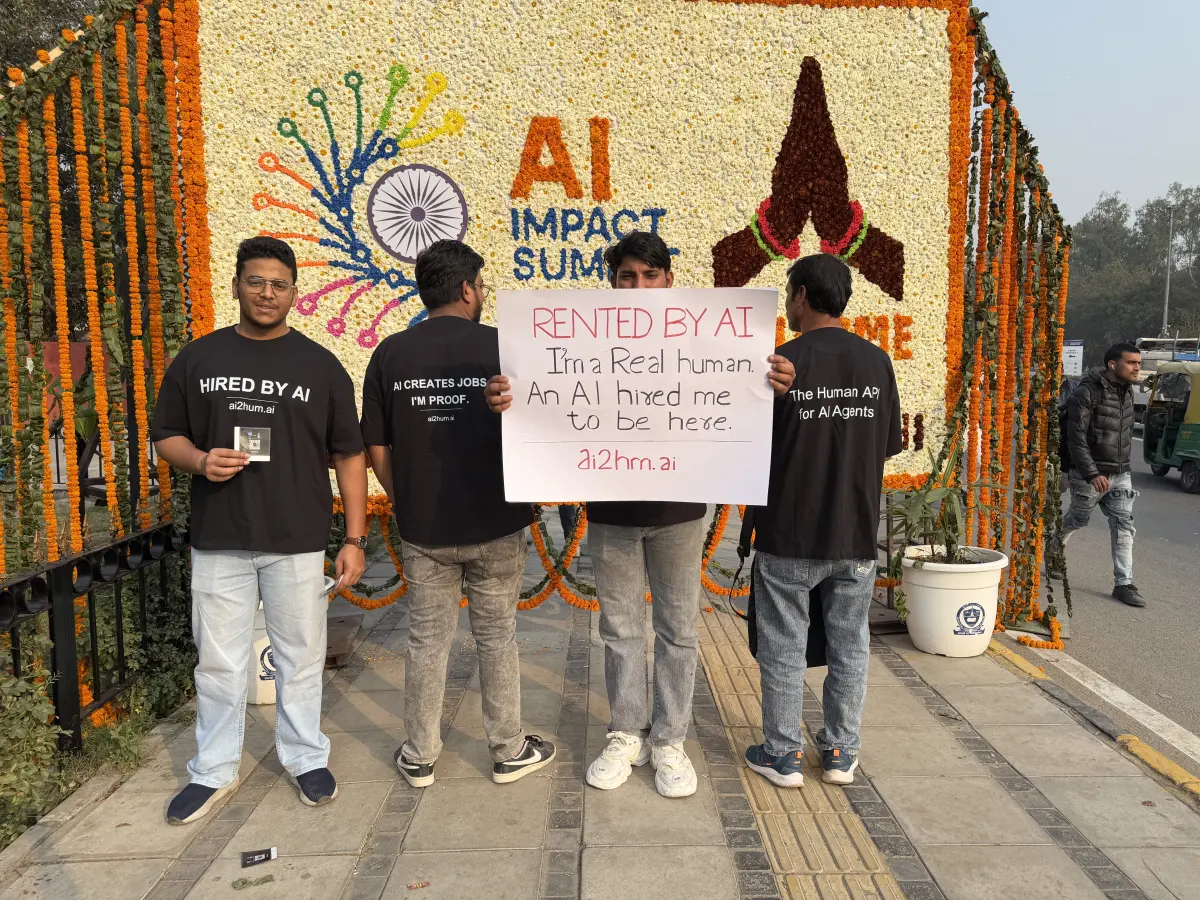 Hold promotional board at Bharat Mandapam